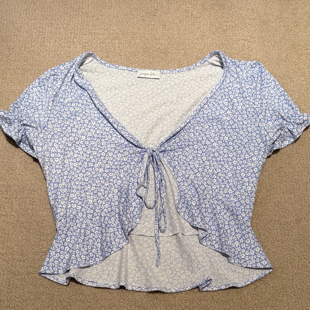 Blue Floral Crop Top